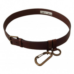 Cintura moschettone fibbia metallo dorato pelle marrone - 90 CM / 3