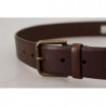 Cintura moschettone fibbia metallo dorato pelle marrone - 90 CM / 3