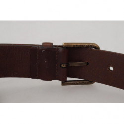 Cintura moschettone fibbia metallo dorato pelle marrone - 90 CM / 3