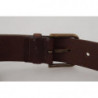 Cintura moschettone fibbia metallo dorato pelle marrone - 90 CM / 3