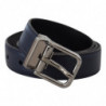Cintura fibbia metallo tono argento pelle vitello blu - 80 CM / 32