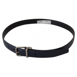 Cintura fibbia metallo tono argento pelle vitello blu - 80 CM / 32