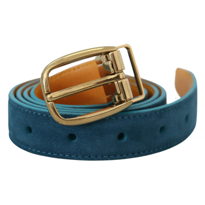 Cintura fibbia metallo DG argento pelle velluto blu - 90 CM / 36 IN