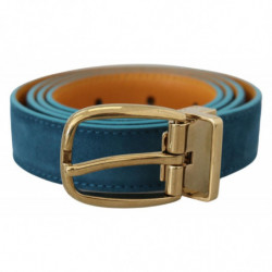 Cintura fibbia metallo DG argento pelle velluto blu - 90 CM / 36 IN