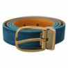 Cintura fibbia metallo DG argento pelle velluto blu - 90 CM / 36 IN