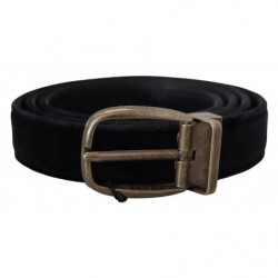 Fibbia in metallo antico in pelle di velluto nero - 95 CM / 38 INCHES