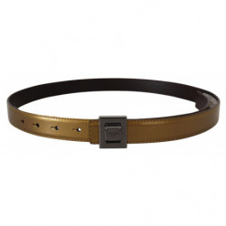 Cintura fibbia metallo quadrata argento pelle dorata - 90 CM / 36 I