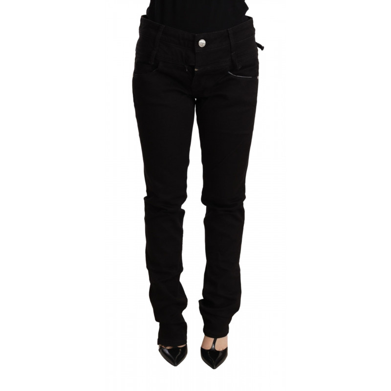 Pantaloni jeans skinny in denim nero a vita bassa - W26