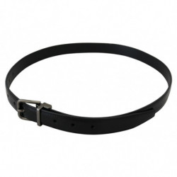 Cintura da uomo pelle nera fibbia metallo tono argento - 90 CM / 36