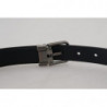 Cintura da uomo pelle nera fibbia metallo tono argento - 90 CM / 36