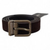 Cintura da uomo pelle marrone scuro fibbia metallo antico - 85 CM /