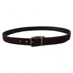 Cintura da uomo pelle marrone scuro fibbia metallo antico - 85 CM /
