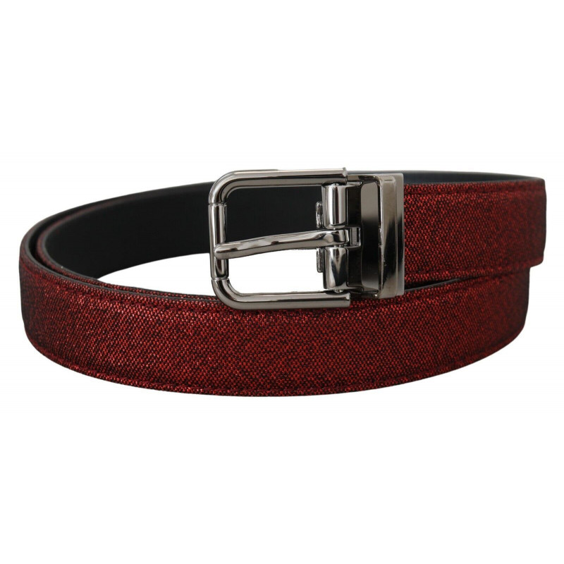 Fibbia metallo argentato pelle glitterata rossa - 90 CM / 36 INCHES