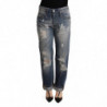 Pantaloni di jeans dritti a vita media strappati blu - W26