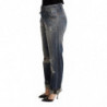 Pantaloni di jeans dritti a vita media strappati blu - W26
