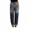 Pantaloni di jeans dritti a vita media strappati blu - W26