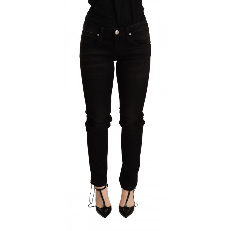 Pantaloni skinny in denim nero a vita bassa - W26