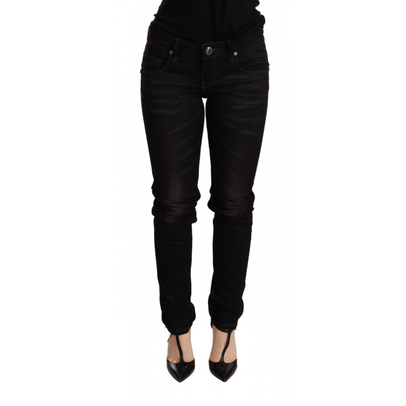 Pantaloni skinny in denim nero a vita bassa - W26