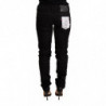 Pantaloni skinny in cotone denim a vita bassa neri - W30