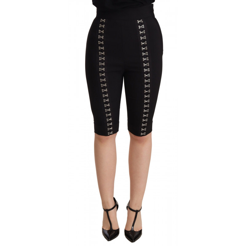 Pantaloncini vita alta slim fit lana nera elasticizzata - IT36 - XS