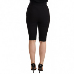 Pantaloncini vita alta slim fit lana nera elasticizzata - IT36 - XS