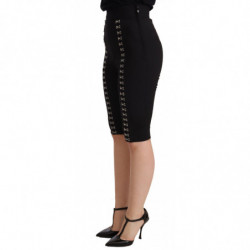 Pantaloncini vita alta slim fit lana nera elasticizzata - IT36 - XS