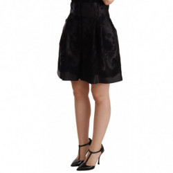 Mini shorts a vita alta in broccato floreale nero - IT36 - XS
