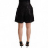 Mini shorts a vita alta in broccato floreale nero - IT36 - XS