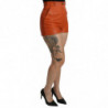 Pantaloncini hot pants a vita alta in pelle arancione - IT40-S