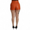Pantaloncini hot pants a vita alta in pelle arancione - IT40-S