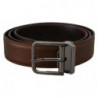 Uomo fibbia metallo tono argento pelle color bronzo - 90 CM / 36 IN