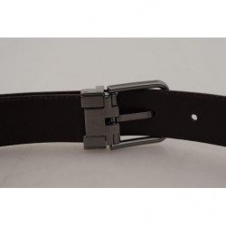 Uomo fibbia metallo tono argento pelle color bronzo - 90 CM / 36 IN
