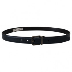 Cintura vintage pelle blu fibbia metallo argentato - 90 CM / 36 INCHES
