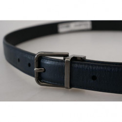 Cintura vintage pelle blu fibbia metallo argentato - 90 CM / 36 INCHES