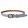 Cintura fibbia metallo tono argento pelle azzurra - 90 CM / 36 INCHES