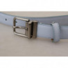 Cintura fibbia metallo tono argento pelle azzurra - 90 CM / 36 INCHES