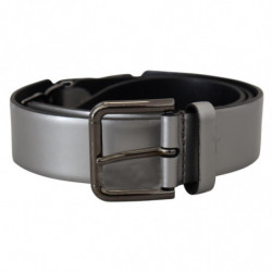 Cintura fibbia metallo logo DG pelle argento metallizzato - 90 CM /