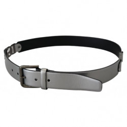 Cintura fibbia metallo logo DG pelle argento metallizzato - 90 CM /