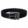 Cintura con fibbia argento a righe jacquard blu - 90 CM / 36 INCHES