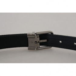 Cintura con fibbia argento a righe jacquard blu - 90 CM / 36 INCHES