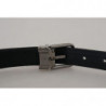 Cintura con fibbia argento a righe jacquard blu - 90 CM / 36 INCHES