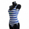 Bikini da spiaggia da donna intero a righe blu - IT2 - S