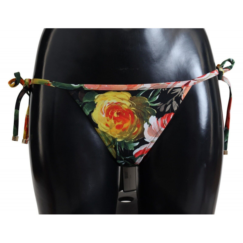 Bikini inferiore costume da bagno da spiaggia floreale nero - IT1 - XS