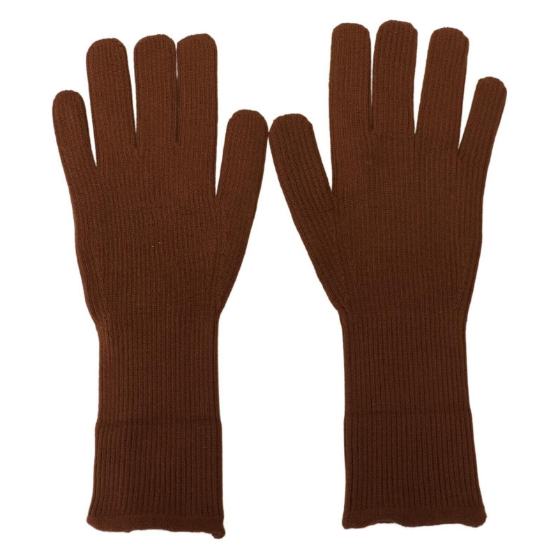 Guanti da uomo con guanti in maglia di cashmere marrone - 9-M