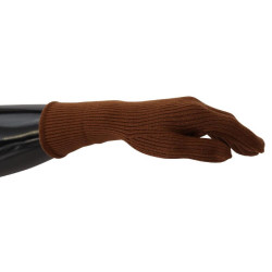 Guanti da uomo con guanti in maglia di cashmere marrone - 9-M