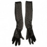 Guanti tulle cotone lunghezza gomito cristallo nero - 7.5-S