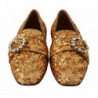 Mocassini da donna piatti cristallo paillettes dorate - EU37/US6.5