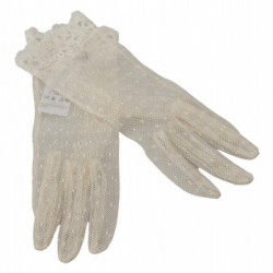 Guanti in cotone con guanto al polso in pizzo bianco - 8-M