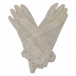 Guanti in cotone con guanto al polso in pizzo bianco - 8-M