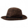 Cappello Fedora Trilby in lana tweed marrone con logo - 57 CM-S